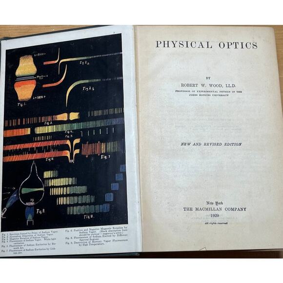 Vintage Physical Optics Book by Robert Wood. 1929? Physics. John Hopkins H/C - Picture 4 of 9